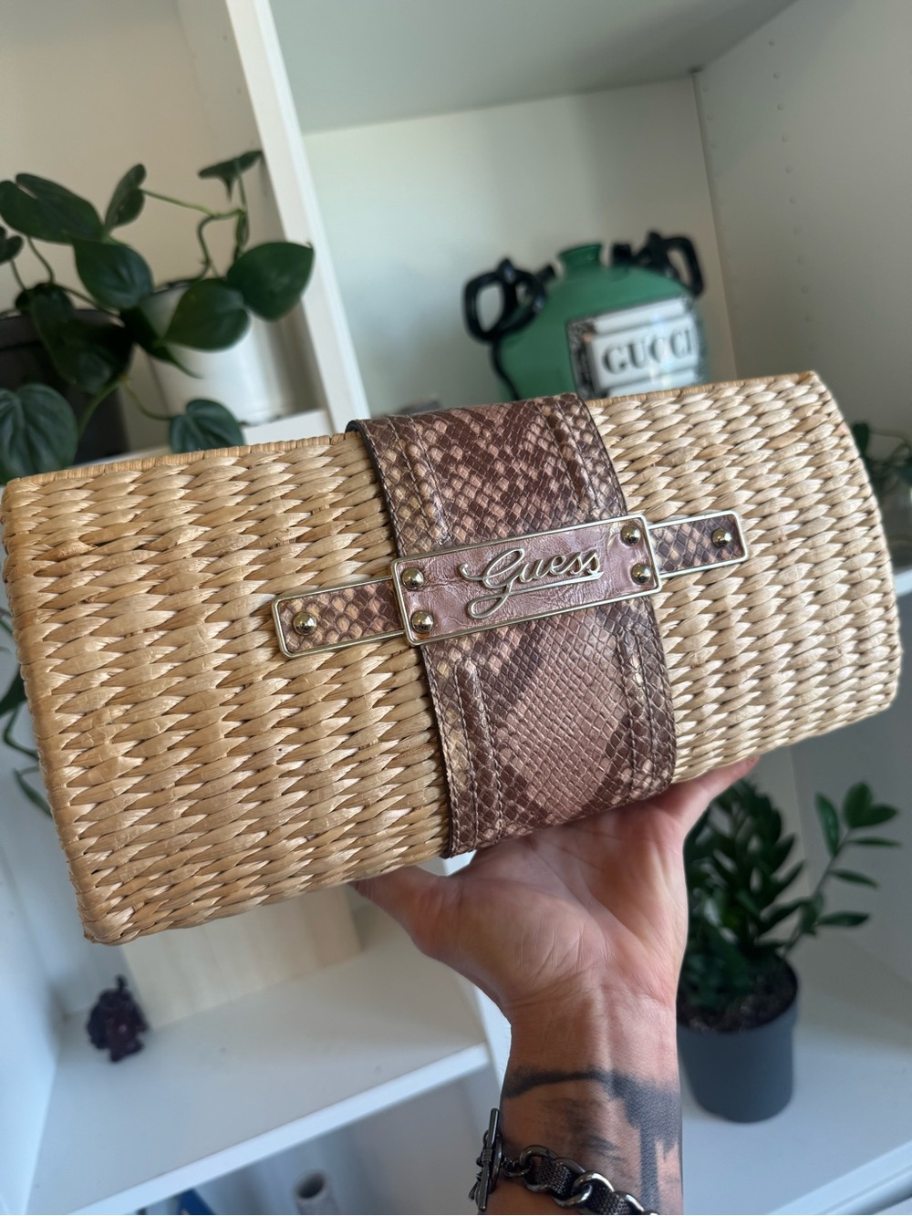 2008 Vintage Guess Straw Clutch